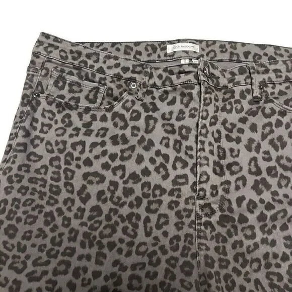 Good American Womens Plus Size 22 Good Legs Skinny Animal Leopard Jeans Pant - Picture 5 of 8